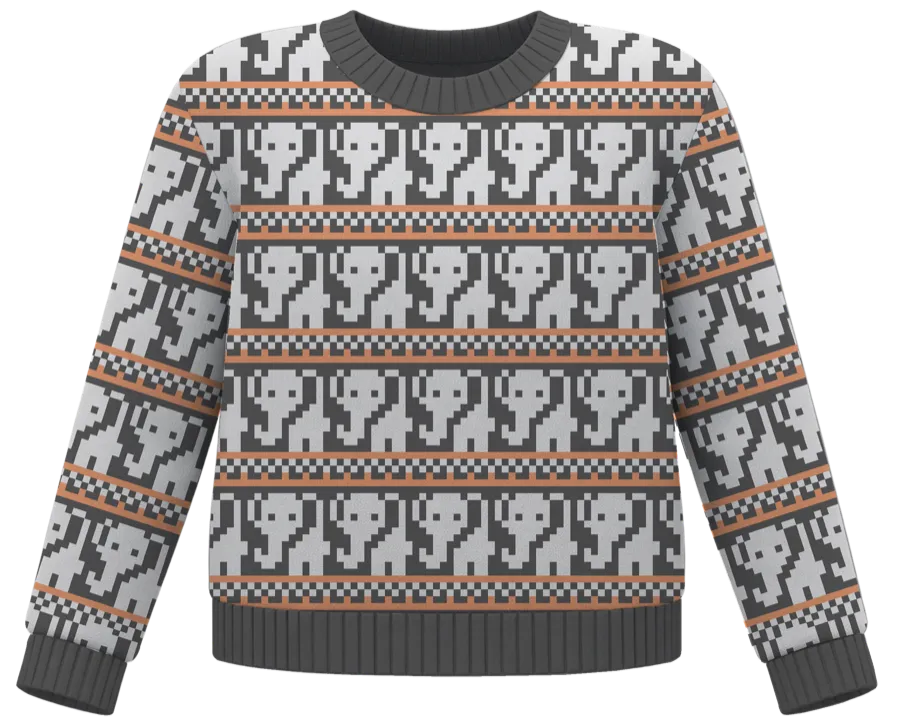Knitted sweater with elephant pattern